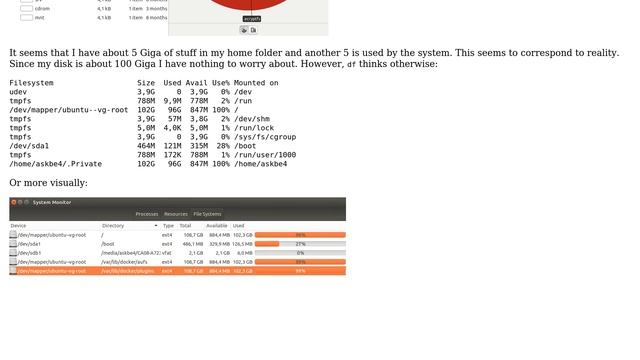 Ubuntu: How to diagnose missing disk space? (disk usage analyzer not corresponding to df)? смотреть онлайн