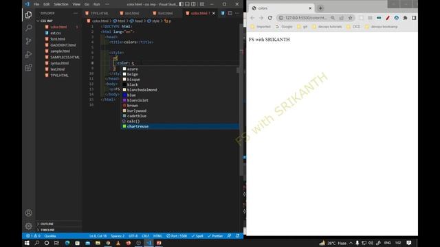 CSS_5 | Colors in CSS | RGB in CSS | HSL in CSS| Fs with Srikanth смотреть онлайн