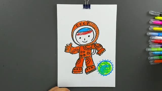 Рисуем КОСМОС и Гагарина - РыбаКит папа рисует смотреть онлайн
