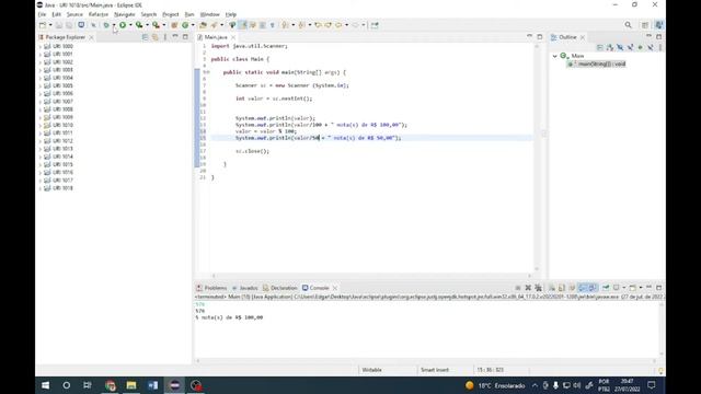 Cédulas (URI 1018) - Exercício Resolvido Java - Beecrowd смотреть онлайн