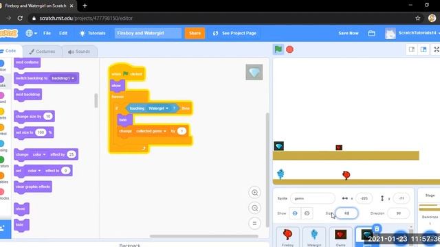 Scratch Tutorial - How to make a Fireboy and Watergirl game on Scratch (Part 1) смотреть онлайн