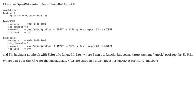 knock on Scientific Linux 6.1? (perl script for knocking?) смотреть онлайн