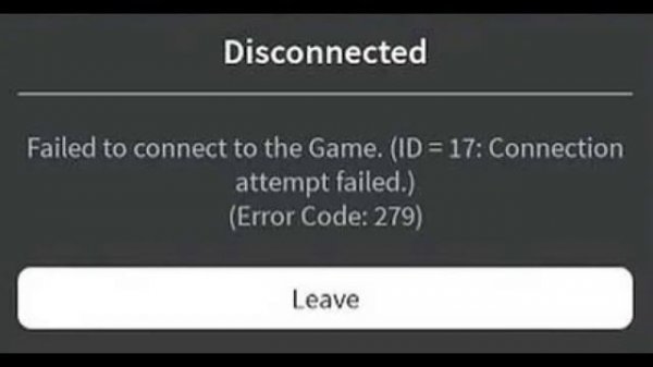 Error code 279 Roblox - id 17 connection attempt failed fix