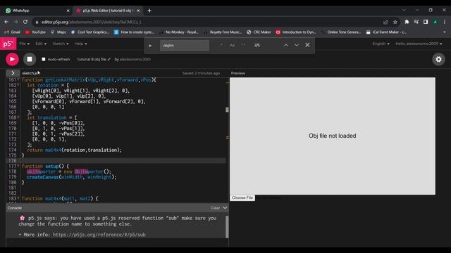 p5.js Importing triangles from obj file - TUTORIAL 8 ITA смотреть онлайн