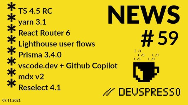 JS News 59 - Yarn, React Router, Reselect, TS 4.5 RC смотреть онлайн