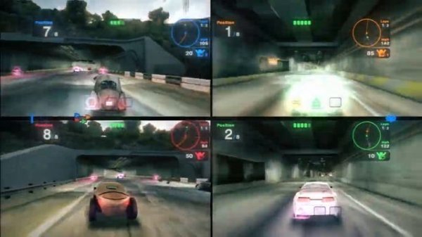 Blur splitscreen gameplay - 4 players w/ AT, Teme & Sei