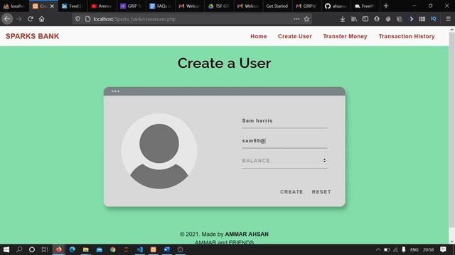 WEB DEVELOPMENT BASIC BANKING SYSTEM TASK 1 SPARKS FOUNDATION INTERNSHIP MARCH 2021 смотреть онлайн