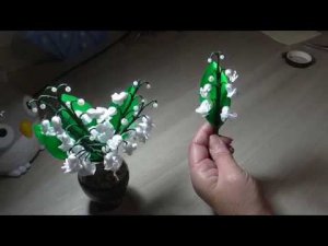 Ландыш из атласных лент//мастер класс