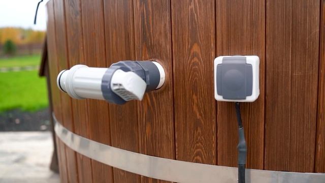 Уличная купель с печкой на дровах из лиственницы на 6-7 человек смотреть онлайн