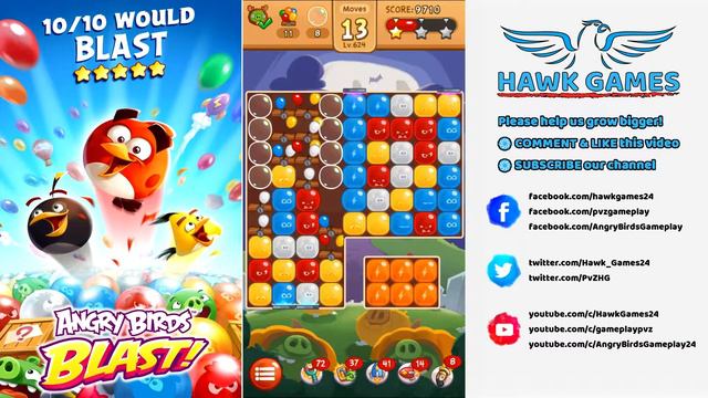 Angry Birds Blast Level 624 Hard - 3 Stars Walkthrough, No Boosters смотреть онлайн
