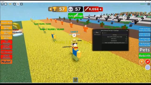 Roblox Every Second You Get +1 Damage Script (AutoFarm Mobs, AutoRebirth) смотреть онлайн