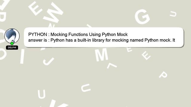 PYTHON : Mocking Functions Using Python Mock смотреть онлайн