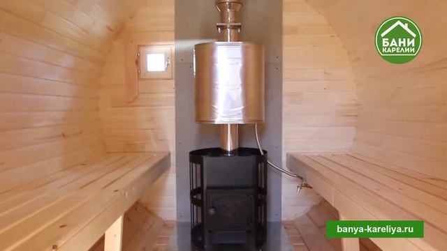 Баня-бочка 3,5 м из профилированной доски. Баня "Сампо". смотреть онлайн