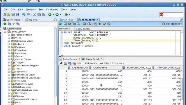 Menampilkan record menggunakan number function dalam perintah SQL Oracle смотреть онлайн