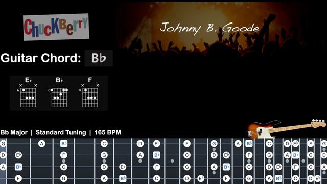 Chuck Berry - Johnny B. Goode - (Bassless Backing Track with Chords & Lyrics) смотреть онлайн