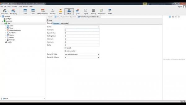 How to create auto increment column in postgresql use Navicat
