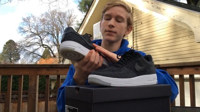 Black Nike Air Force 1 FlyKnit Low Review + On Foot смотреть онлайн