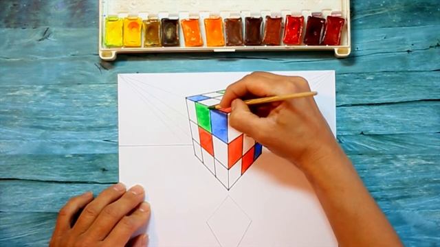 Как нарисовать КУБИК РУБИКА | 3D рисунок | How to draw 3D | DIY смотреть онлайн
