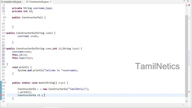 Constructor overloading in java | Java tutorial in Tamil| TamilNetics смотреть онлайн