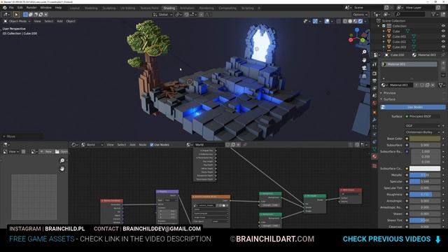 Using ONLY the DEFAULT CUBE in BLENDER to create Environment Design | Low Poly Style / Flat Shading смотреть онлайн