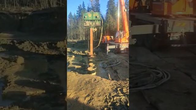 Устройство шпунтовой стены укрепления котлована, трубошпунт замковый 820мм, глубина 12м смотреть онлайн