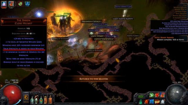 Path Of Exile 2.6 - Necromancer The Baron 1200 Strength Blood Magic Core Map смотреть онлайн