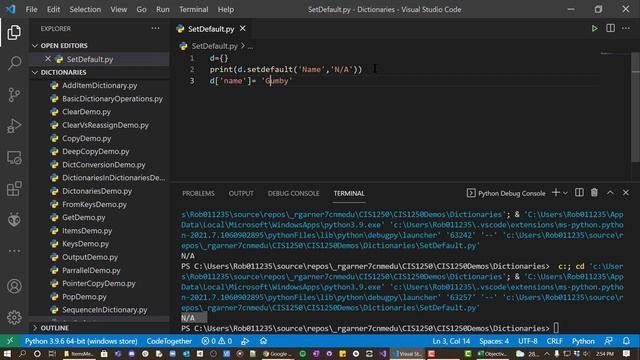 Dictionary SetDefault Method смотреть онлайн