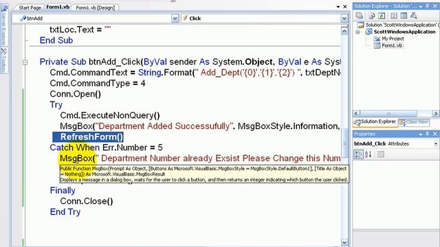 Course ADO NET Application VB NET+Oracle Database Lesson8HandlingExceptionInForm смотреть онлайн