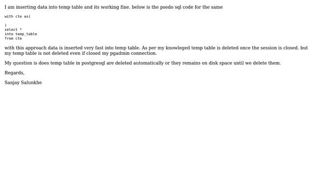 Databases: Postgresql: when temporary tables are deleted in postgresql (2 Solutions!!) смотреть онлайн
