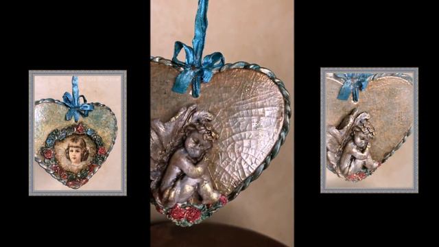 "Сердце с ангелом". Подвеска в винтажном стиле. "Heart with an angel" pendant in vintage style. смотреть онлайн