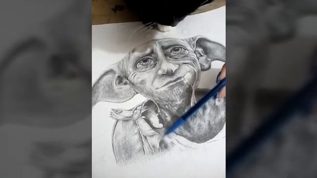 Доби из Гарри Поттера. Портрет. Рисунок. Карандаш. смотреть онлайн