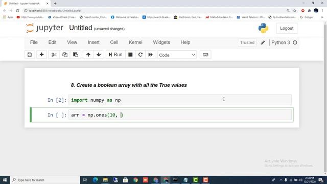 Create a Boolean array with all the True values | Python Tutorial For Beginners #Shaheencodingzone смотреть онлайн