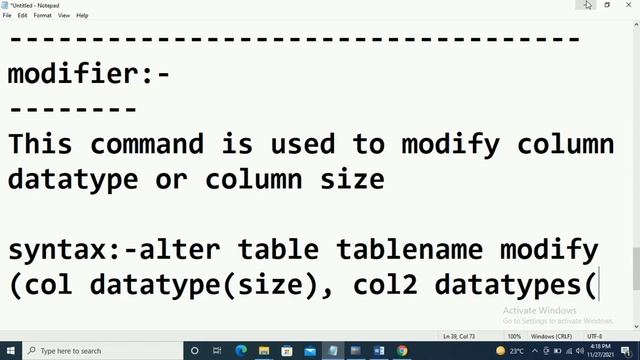DDL in SQL | DDL Commands in SQL | Alter Command смотреть онлайн