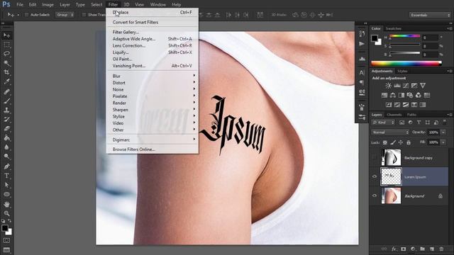 Use A Tattoo Font To Add A Realistic Tattoo To A Photo In Photoshop