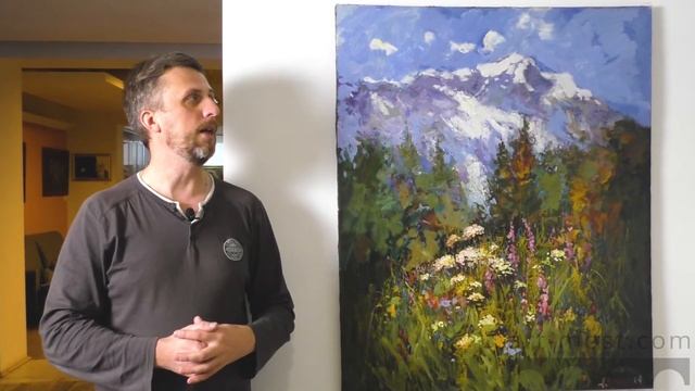 Художник Отрошко Александр - "Альпийские цветы" "Полдень" "Море в Дивноморске" "Подсолнухи" смотреть онлайн