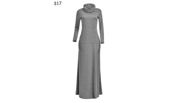 Одежда с AliExpress. Теплое длинное повседневное однотонное винтажное осенне зимнее платье. смотреть онлайн