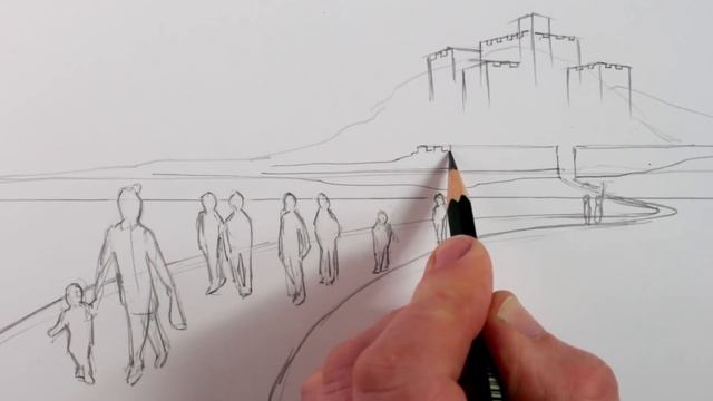 How to Draw a Tonal Landscape: People and Castle смотреть онлайн