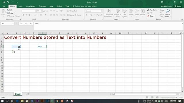 Convert Numbers Stored as Text to Numbers In Excel 2016 смотреть онлайн