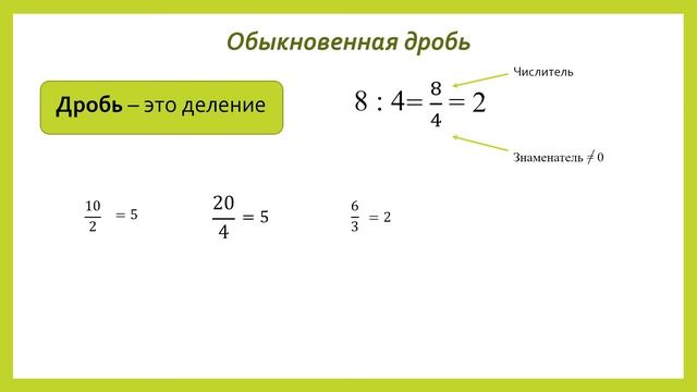 Что такое обыкновенная дробь? смотреть онлайн