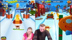 Новогодний забег от Каталекс в игре Том бег за золотом! Три Анджелы против трех Томов!