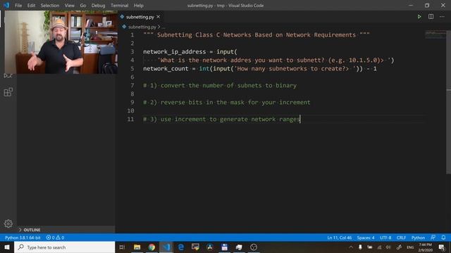 Total beginners guide to coding Python script subnetting Class C networks. смотреть онлайн