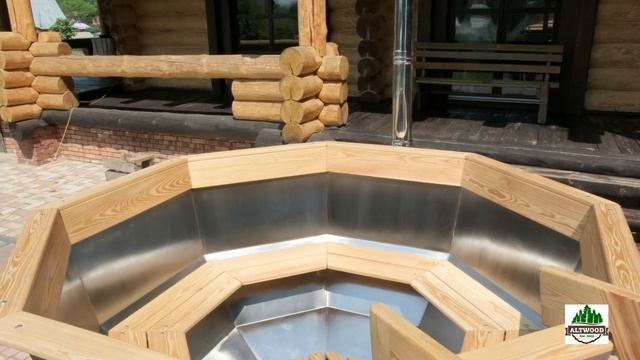 Банный чан "Альтвуд" из нержавеющей стали на подставке с печью смотреть онлайн