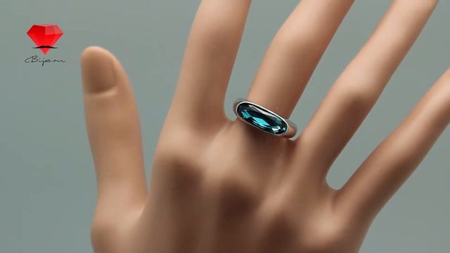 Bije.ru: Кольцо с покрытием белым золотом и бирюзовым кристаллом Swarovski Anona (Анона) смотреть онлайн