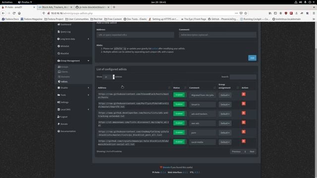 Pi-hole update, review, add block list смотреть онлайн