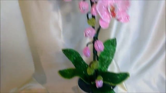 Розовая орхидея из бисера. Часть 5 - Итоговая работа.Pink orchid of beads. Part 5 - Final Work. смотреть онлайн