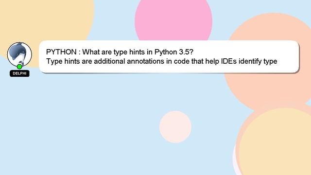 PYTHON : What are type hints in Python 3.5? смотреть онлайн