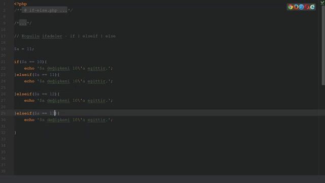 PHP'de Koşullu İfadeler if elseif else - Ders 10 смотреть онлайн