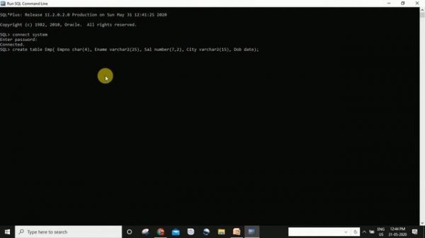 How to create table and insert data in a table in Oracle 11g database | SQL