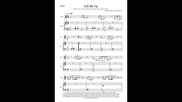 Violin - Lift Me Up (Rihanna) - PDF Sheet Music and Playback смотреть онлайн