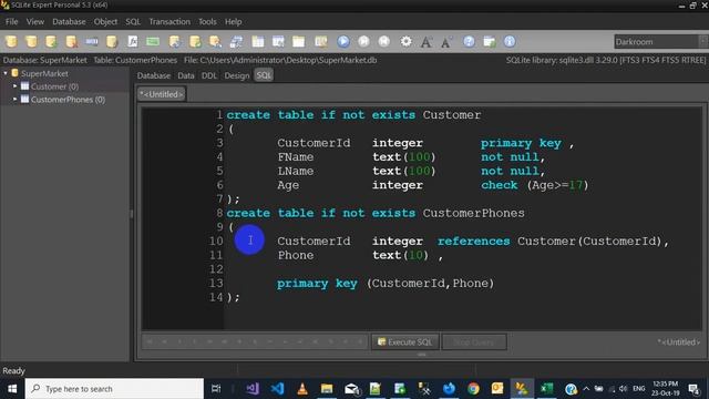 SQLite supermarket Example مثال انشاء قاعدة بيانات سوبرماركت смотреть онлайн